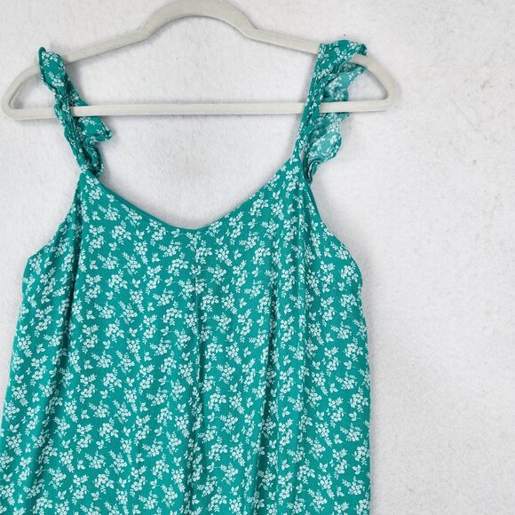 The Nines by HATCH Maternity Jumpsuit Womens Small Green Floral Ruffle Strap - Picture 2 of 11